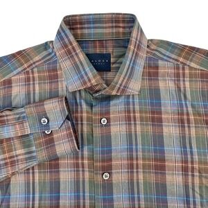 Calder Carmel Mens Limited Edition Plaid Button Shirt Large Brown Green 1/250